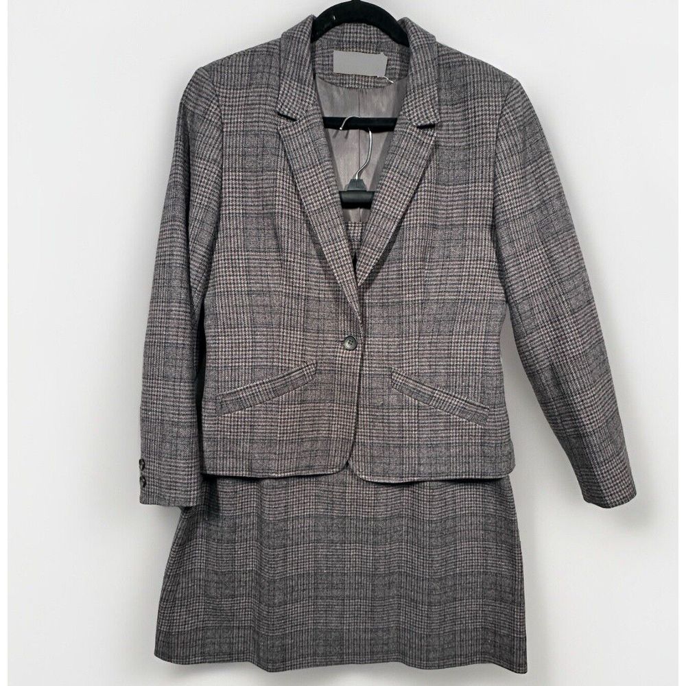 Pendleton Vintage 100% Virgin Wool Skirt Suit Set Women's Plaid Made In Usa